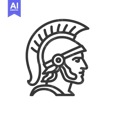 Aset premium populer: Spartan Warrior Helmet Profile: Bold Line Art Illustration