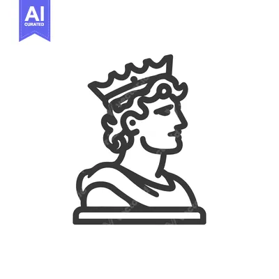 Premium design asset: Regal King Profile: Minimalist Line Art Icon of Royalty and Power