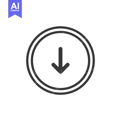 Popular premium asset: Downward Arrow Icon in Double Circle, Minimalist Design on White Backg