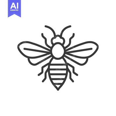 Premium design asset: Minimalist Bee Icon: Bold Outline, Detailed Wings and Stripes, Isolate