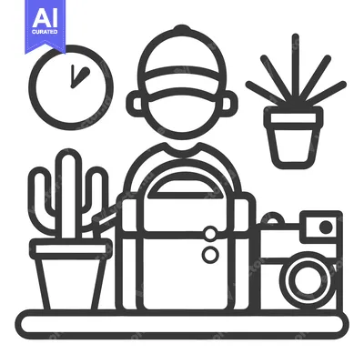 Popular premium asset: A person with accessories and plants depicted in an icon