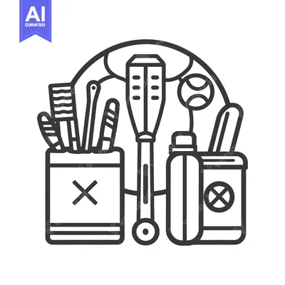 Popular premium asset: An assortment of objects shown in simple black and white illustration