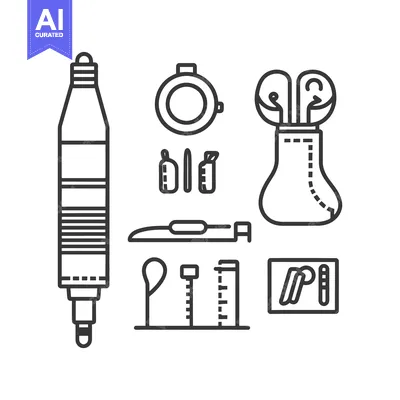 Aset desain premium: Vector illustration depicting various scientific and medical equipment