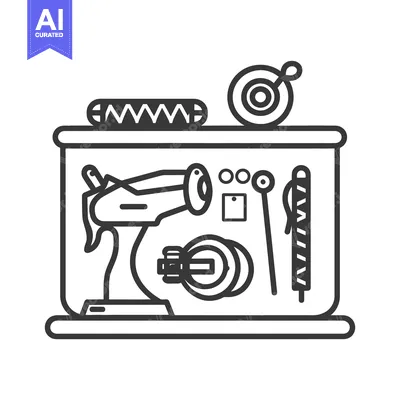 Aset premium populer: An illustrative depiction of sewing equipment and various crafting acc