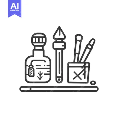Aset desain premium: Various artist and drawing tools arranged for artistic purposes