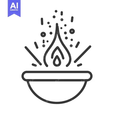 Aset premium populer: A simple line drawing depicting a burning flame in a bowl