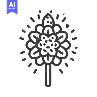 Aset desain premium: A stylised monochrome floral design with radiating light effect