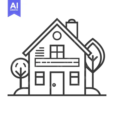 Aset premium populer: A Simple Black And White Drawing Of A Residential House