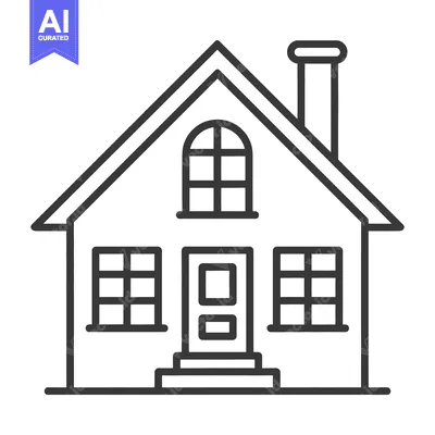 Aset desain premium: A simple vector illustration of a residential house drawing