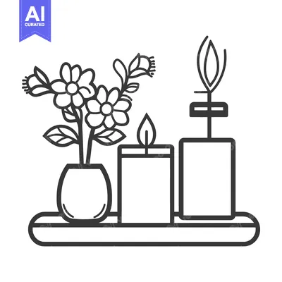 Premium design asset: Decorative arrangement of flowers and lit candles on a tray