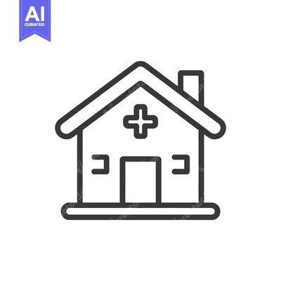 Premium design asset: Minimalist Hospital Icon: Simple Line Art on White Background