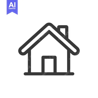 Aset premium populer: Minimalist Home Icon: Simple Line Art House with Chimney Design
