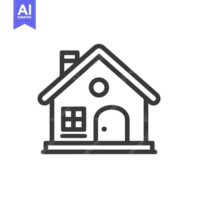 Premium design asset: Minimalist House Icon with Chimney, Door, and Window Details