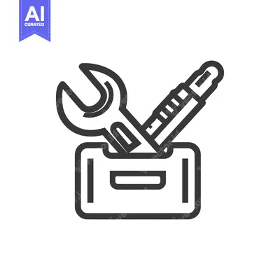Aset premium populer: Toolbox Icon with Wrench and Screwdriver, Minimalist Line Art