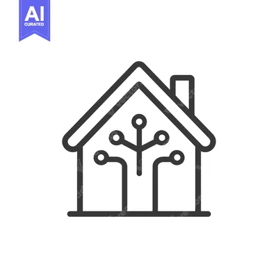 Smart Home Technology Icon: Connected Living with Circuit Board Design