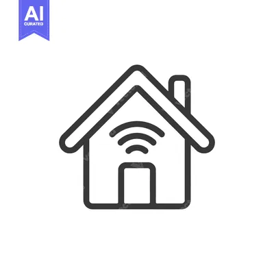 Aset premium populer: Smart Home Icon: Minimalist Design with WiFi Symbol and Chimney Detail