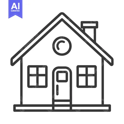 Aset premium populer: Simple illustration of a house with windows and a chimney