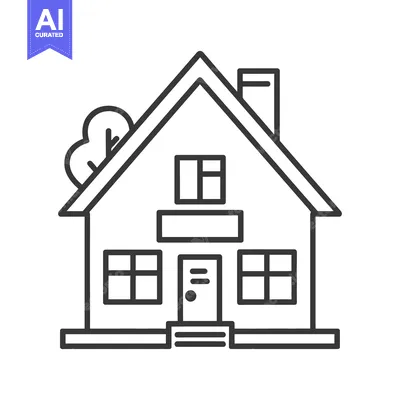 Aset premium populer: A simple line art illustration of a house building