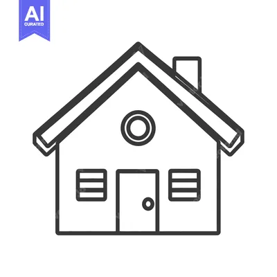 Aset desain premium: A simple black and white illustration of a house building