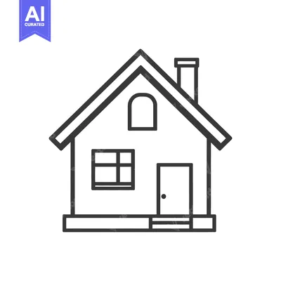 Aset desain premium: A simple black and white illustration of a detached house