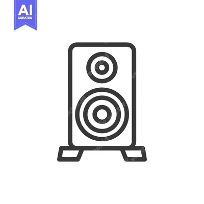 Aset premium populer: Minimalist Speaker Icon: Modern Audio Equipment Symbol in Bold Outline