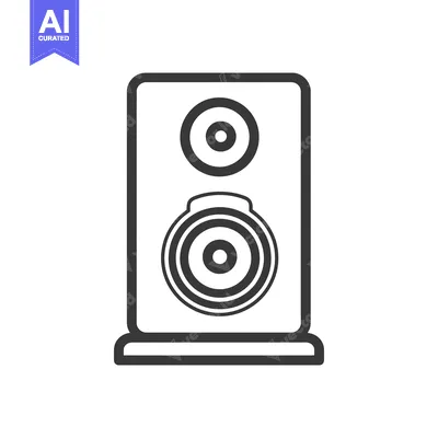 Aset desain premium: Minimalist Speaker Icon: Bold Outline, Audio Equipment, Modern Design