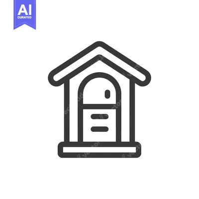 Premium design asset: Minimalist Dog House Icon with Arched Door and Details