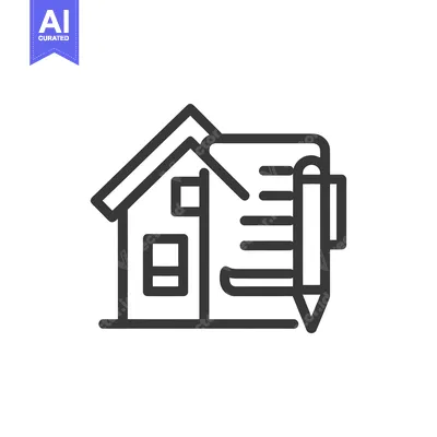 Premium design asset: House Contract Icon: Home, Document, and Pen in Simple Line Art