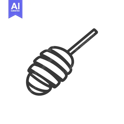 Aset desain premium: A black and white drawing of a honey dipper