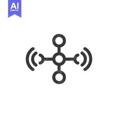 Premium design asset: Minimalist Network Icon: Central Node with Wireless Signal Connections