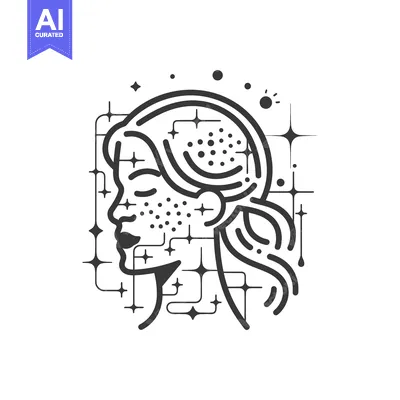 Popular premium asset: A minimalist illustration of a woman with freckles and closed eyes
