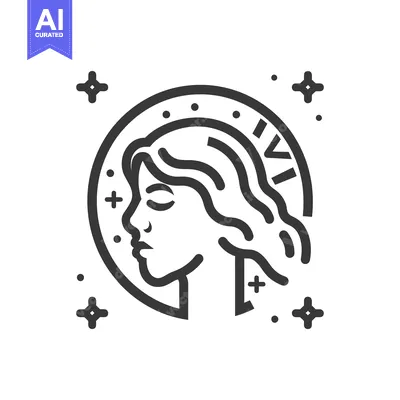 Aset desain premium: A Line Art Illustration Depicting The Zodiac Sign Virgo