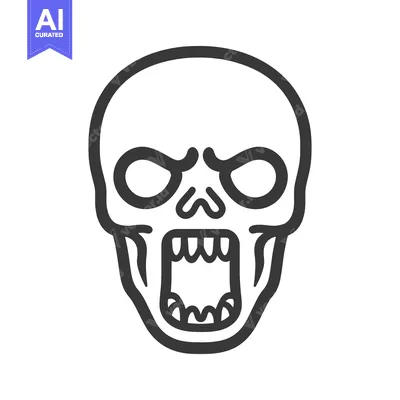 Aset premium populer: An angry skull icon with open mouth and white background