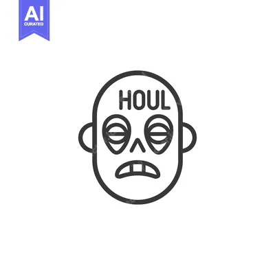 Aset premium populer: A minimalist line drawing depiction of a tired face expression