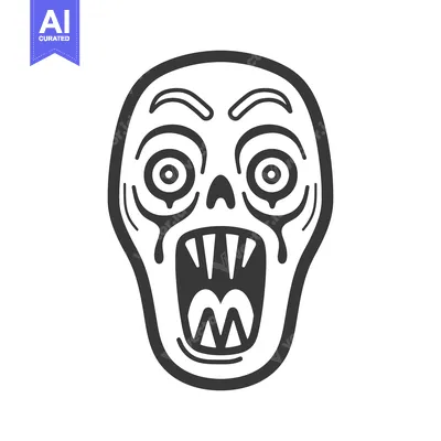 A graphic illustration of a scary open mouthed and fanged skull