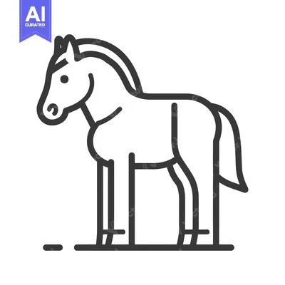 Aset premium populer: A minimalist black and white icon illustrating a horse profile
