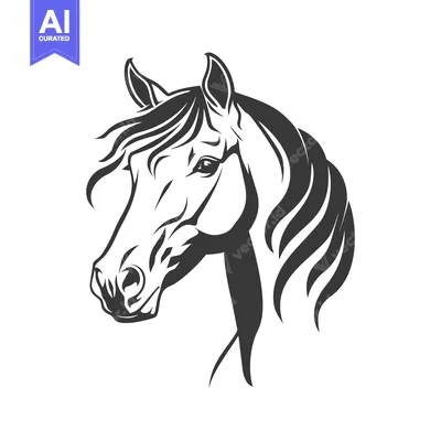 Premium design asset: An elegant black and white portrait of a horse head