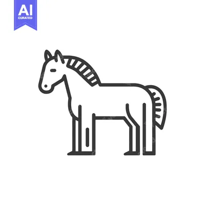 Premium design asset: A standing horse illustration with detailed outlines against a white b