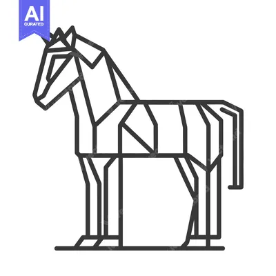 Aset desain premium: A Geometric Black and White Illustration of a Zebra
