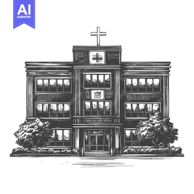 Aset desain premium: A Detailed Illustration Of A Church Building