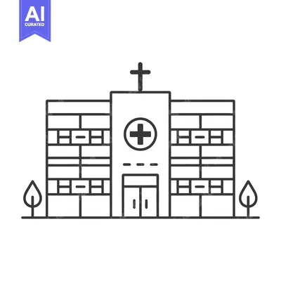 Aset premium populer: A simple illustration depicting a modern building with medical service