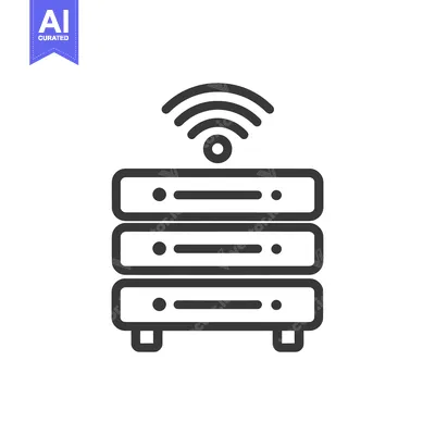 Premium design asset: Server Rack with Wireless Signal Icon: Data Storage and Connectivity