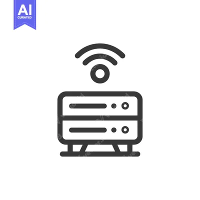 Aset premium populer: Server Rack with Wireless Signal Icon, Minimalist Design