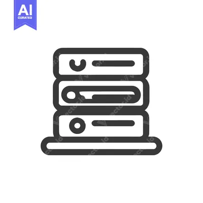 Stacked Server Icon: Data Storage and Network Infrastructure Symbol