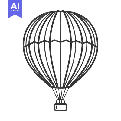 Aset premium populer: A simple black and white line drawing of a hot air balloon