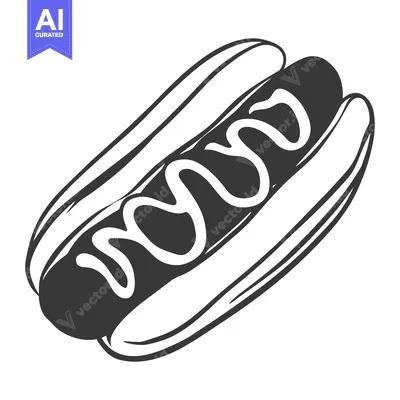 Premium design asset: A graphic depiction of a hotdog with toppings in a bun