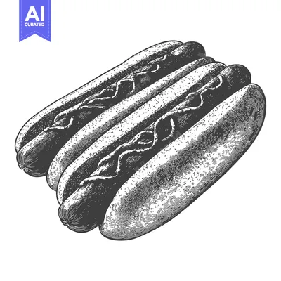 Premium design asset: Three Delicious Hot Dogs with Mustard