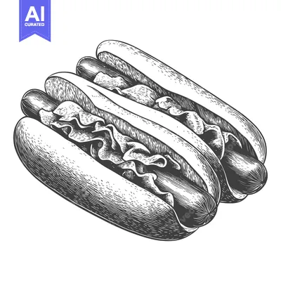 Aset premium populer: Delicious Double Hot Dogs with Lettuce and Mustard