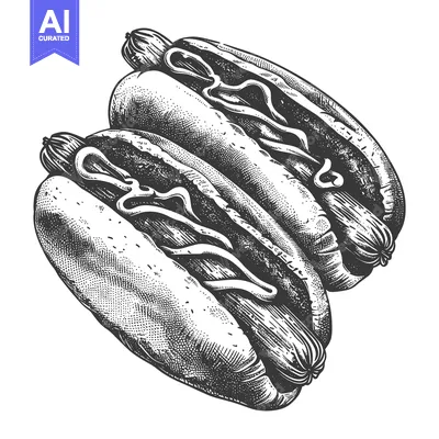 Aset premium populer: Two Delicious Hot Dogs with Mustard and Relish