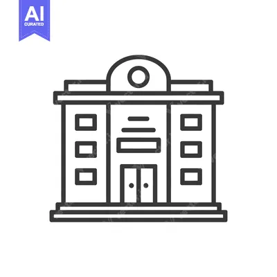 Aset desain premium: Minimalist Building Icon: Two-Story Structure with Central Entrance an